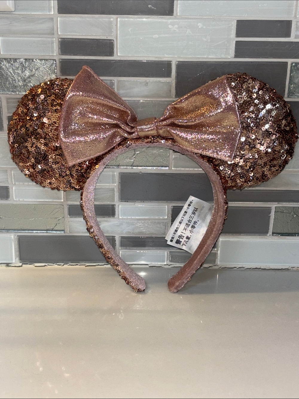 Sequin Rose Gold Minnie Mouse Ears